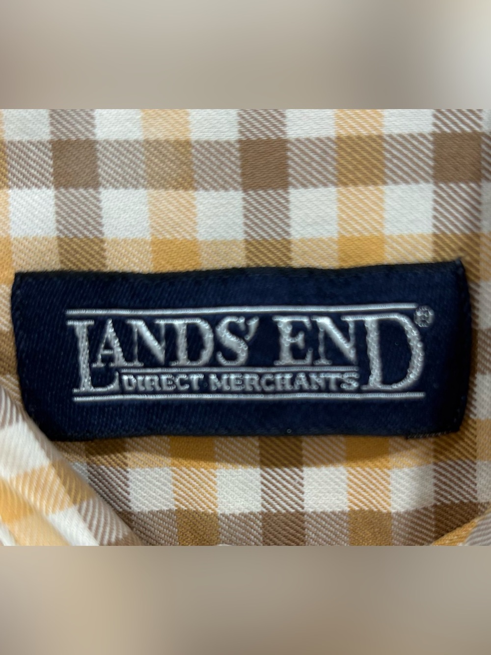 Lands' End Men Collared Button-Down long sleeve Shirt cotton see measurements - Picture 2 of 4